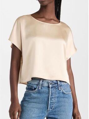 LESET Silk Cream Cap Sleeve Women's Top